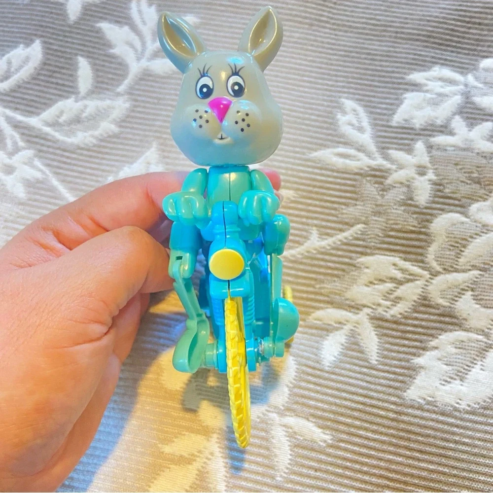 Vintage Easter Bunny Wind Up Toy Plastic Tricycle Rabbit